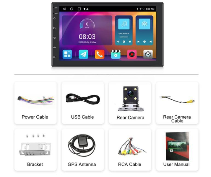 2DIN Магнітола Android 2/32Gb з камерою заднього огляду (CarPlay, Android Auto, GPS, WIFI )  160 фото