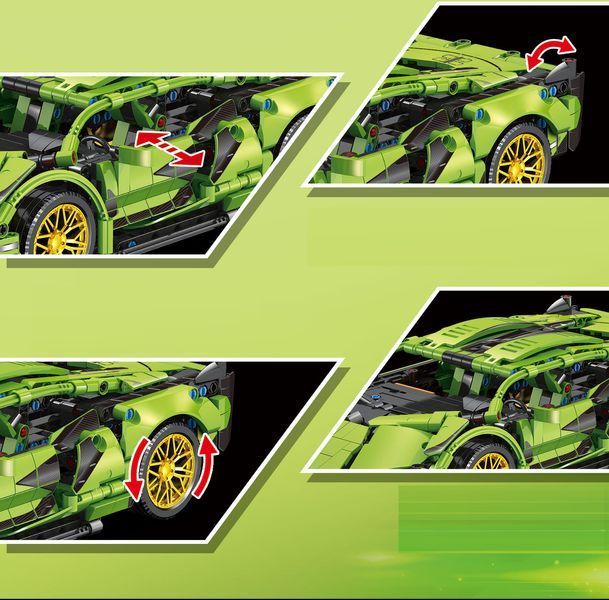 Конструктор Technic Lamborghini Sian FK937 Зелений, спортивний автомобіль, 1280 деталей, у подарунковій коробці 328 фото