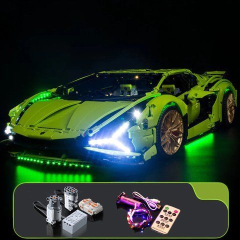 Конструктор На Пульті Управління Technic Lamborghini Sian FKP 37 з LED Підсвіткою, Технік, у подарунковій коробці 329 фото