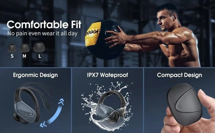Безпровідні Спортивні Bluetooth Навушники TWS X17 Водонепроникні, Для Бігу, Чорні 355 фото
