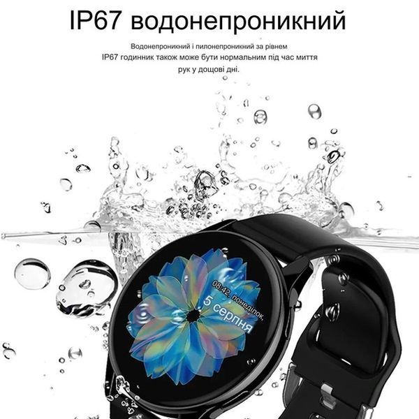 Круглий смарт годинник Active 2 - Android / iOS/Пульсометр /Тонометр / Чорний 88493520 фото