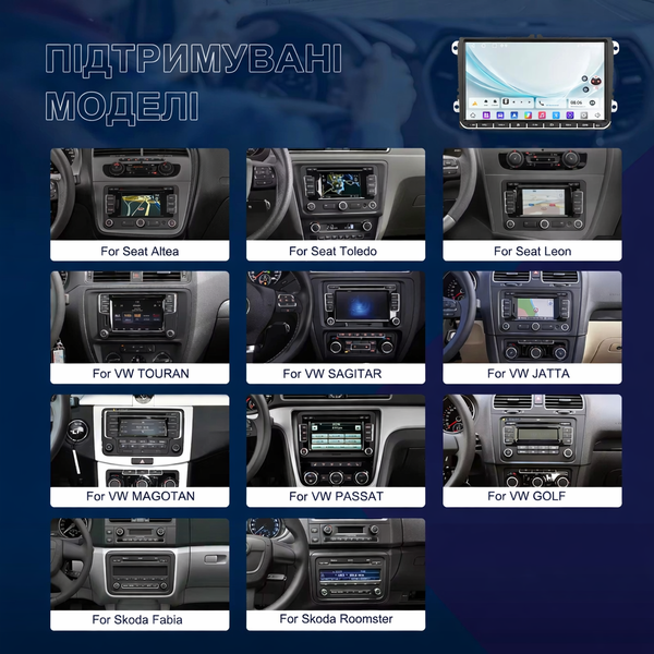 Штатна магнітола Android для Volkswagen Passat / Caddy / Jetta / Golf, 2/64 ГБ, Wi-Fi, GPS 370 фото