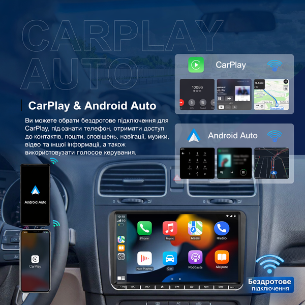 Штатна магнітола Android для Volkswagen Passat / Caddy / Jetta / Golf, 2/64 ГБ, Wi-Fi, GPS 370 фото