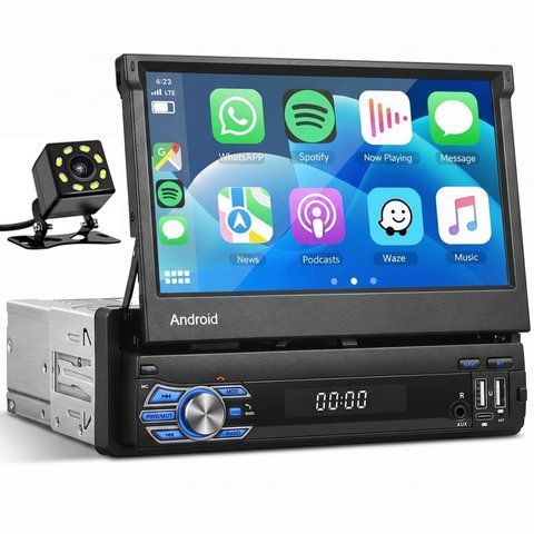 1DIN Магнітола з висувним екраном Android  2\64Gb з камерою заднього огляду, WIFI, GPS ,Carplay 378 фото