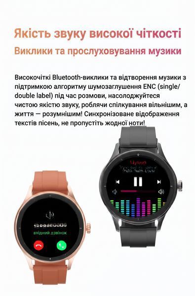 Смарт годинник круглий Lemfo Hyper Pro з Bluetooth дзвінками та пульсометром / Чорний 422 фото