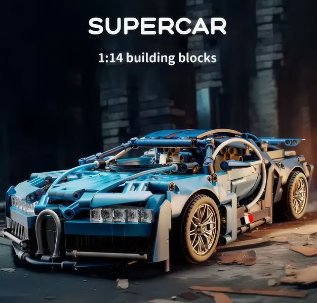 Конструктор машина Bugatti Chiron Technic Blue 1154 деталей 1170477 фото