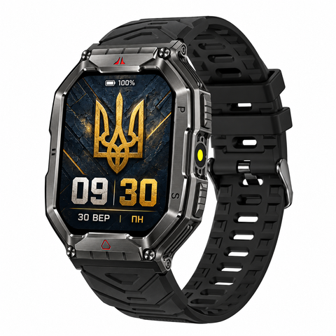 Тактичний смарт годинник K55 Pro AMOLED 2.1&Prime; з компасом, барометром, LED-ліхтариком, дзвінками, IP68 6989 фото