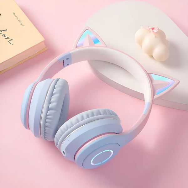 Бездротові навушники з вушками Cat Ear Fingertime BT035 з мікрофоном, Bluetooth, LED-підсвіткою, рожеві 367 фото