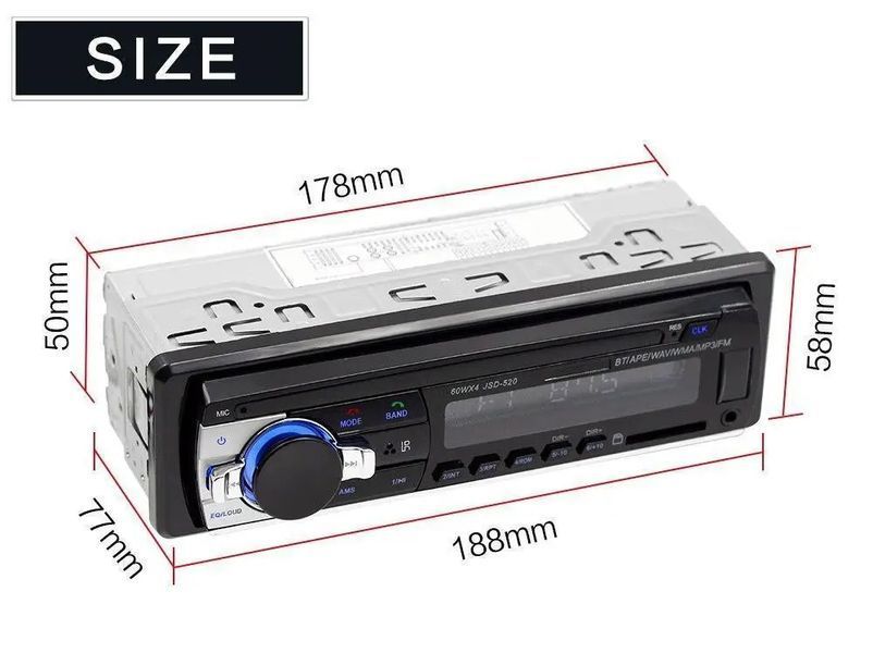 Блютуз автомагнітола 1DIN JSD 520 AUX USB Bluetooth  30654464 фото