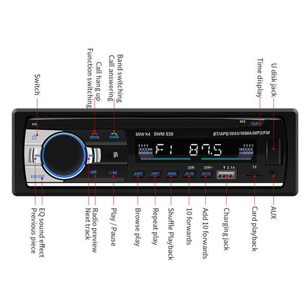 Автомагнітола 1DIN JSD 530 BT - блютуз | USB |AUX |SDCard 154 фото
